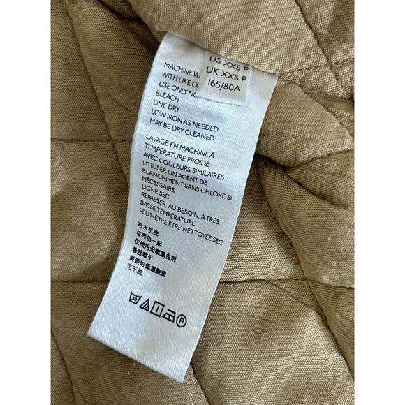 Anthropologie Needlepoint Floral Bomber Jacket Size 2XS Petite Khaki Beige Twill - Picture 7 of 7